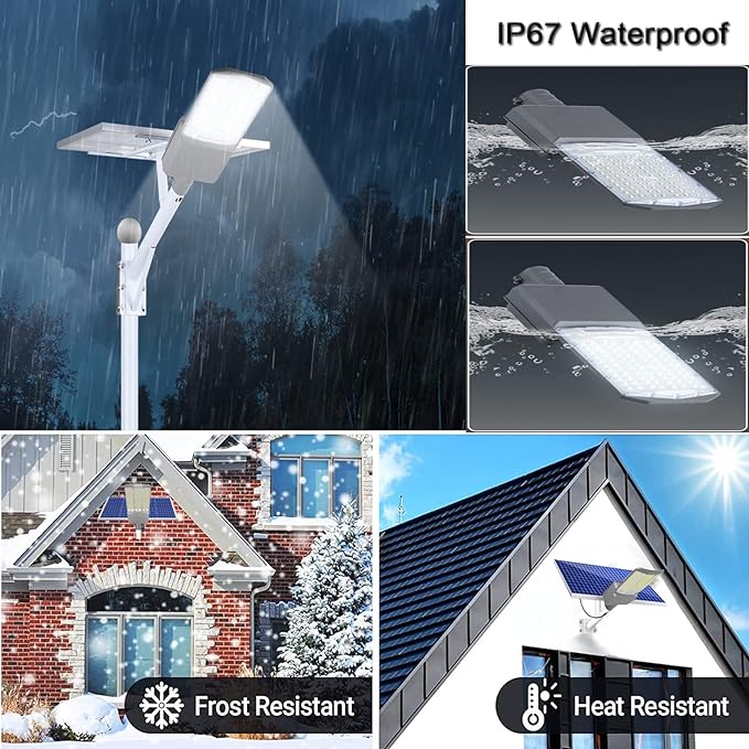 Lighteme 3500W Solar Street Lights Outdoor, IP67 Commercial Parking Lot Light Dusk to Dawn