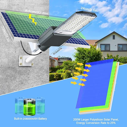 Lighteme 3500W Solar Street Lights Outdoor, IP67 Commercial Parking Lot Light Dusk to Dawn