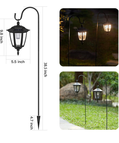 Lighteme Solar Hanging Lights Dual Use Shepherd Hook Lights Outdoor, 4 Pack
