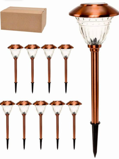 Lighteme 10 Pack Solar LED Pathway Lights Outdoor-Stainless Steel
