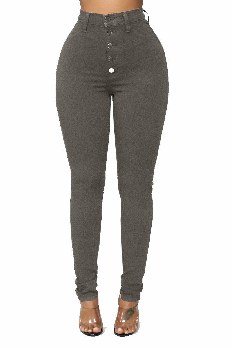 Ihrtrade Button Front High Waist Jeans