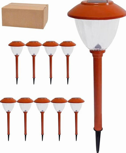 Lighteme 10 Pack Solar LED Pathway Lights Outdoor-Stainless Steel