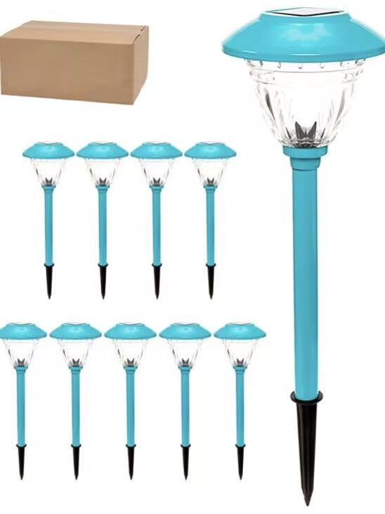 Lighteme 10 Pack Solar LED Pathway Lights Outdoor-Stainless Steel