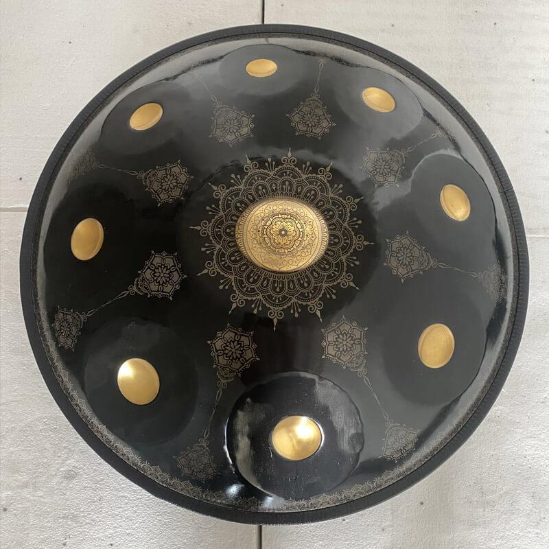 Royal Garden F3 Dorian personnalisé fait à la main 22 pouces 9 notes en acier inoxydable/acier nitrure motif mandala tambour handpan