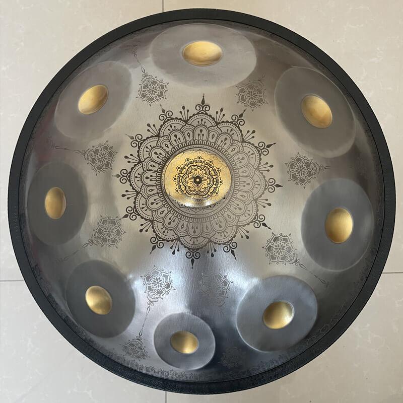 Royal Garden F3 Dorian personnalisé fait à la main 22 pouces 9 notes en acier inoxydable/acier nitrure motif mandala tambour handpan