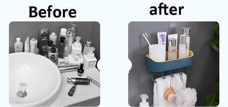 Lighteme Adhesive Bathroom Shelf Storage Organizer (4 colors & 2 types)