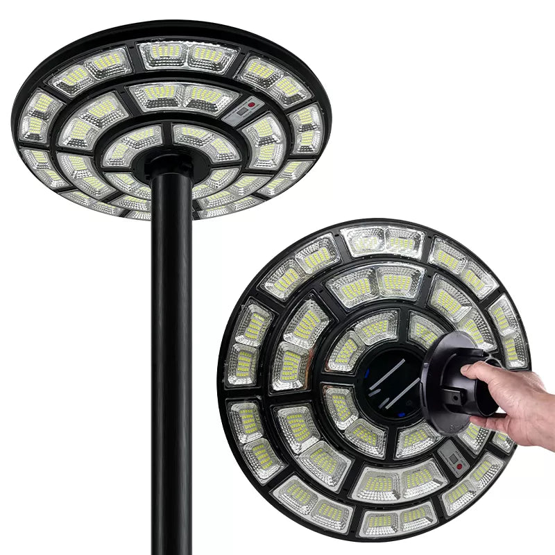 Lighteme 2500W Solar Outdoor Light UFO Garden Pole And Wall Street Lights For Home, Yard, Farmhouses with Remote