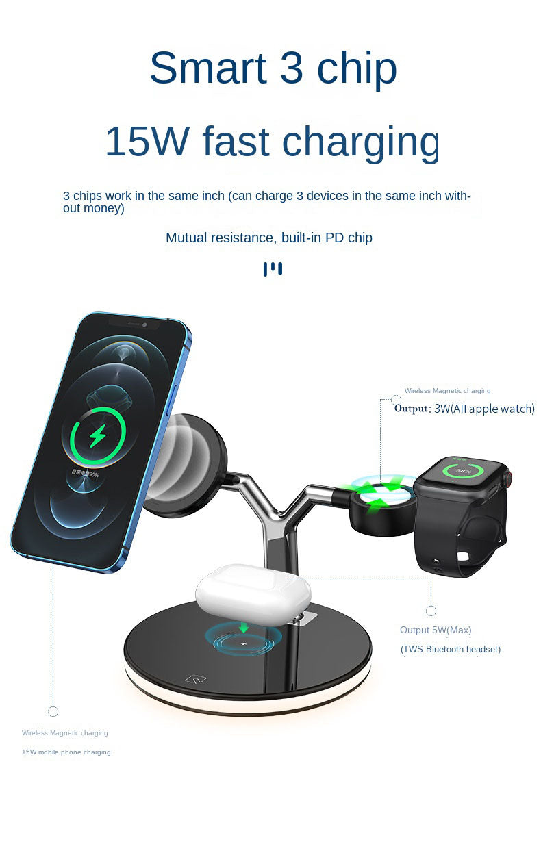 Lighteme Magnetic Mobile Phone 3 in 1 Wireless Charger