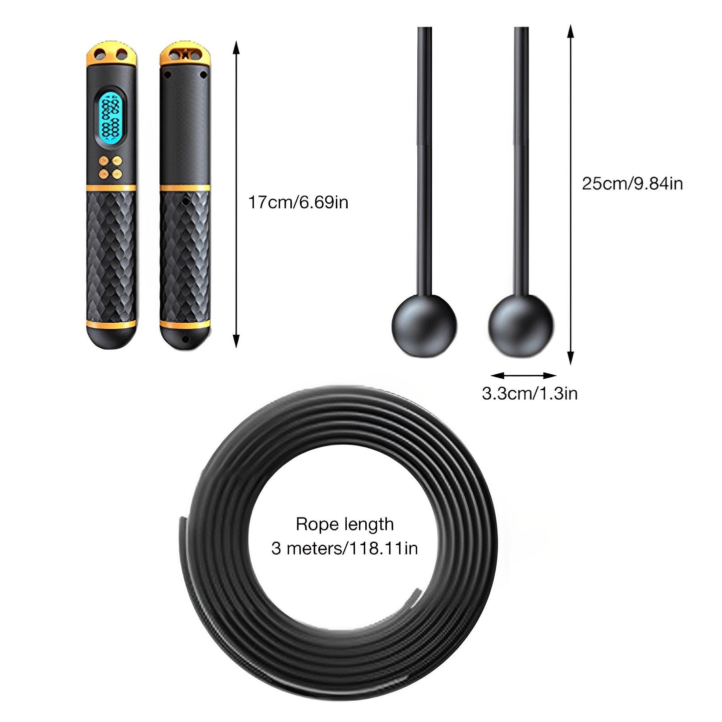 Lighteme Jump Shape Rope - Adjustable Digital Counting Jump Rope and Vibration Reminder for Fitness, Exercise, Workout, Gym