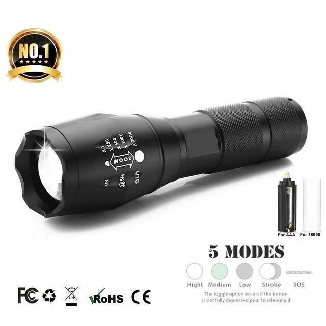 Lighteme Tactical LED Flashlight 3800 lumens 5-MODE WATERPROOF COATING