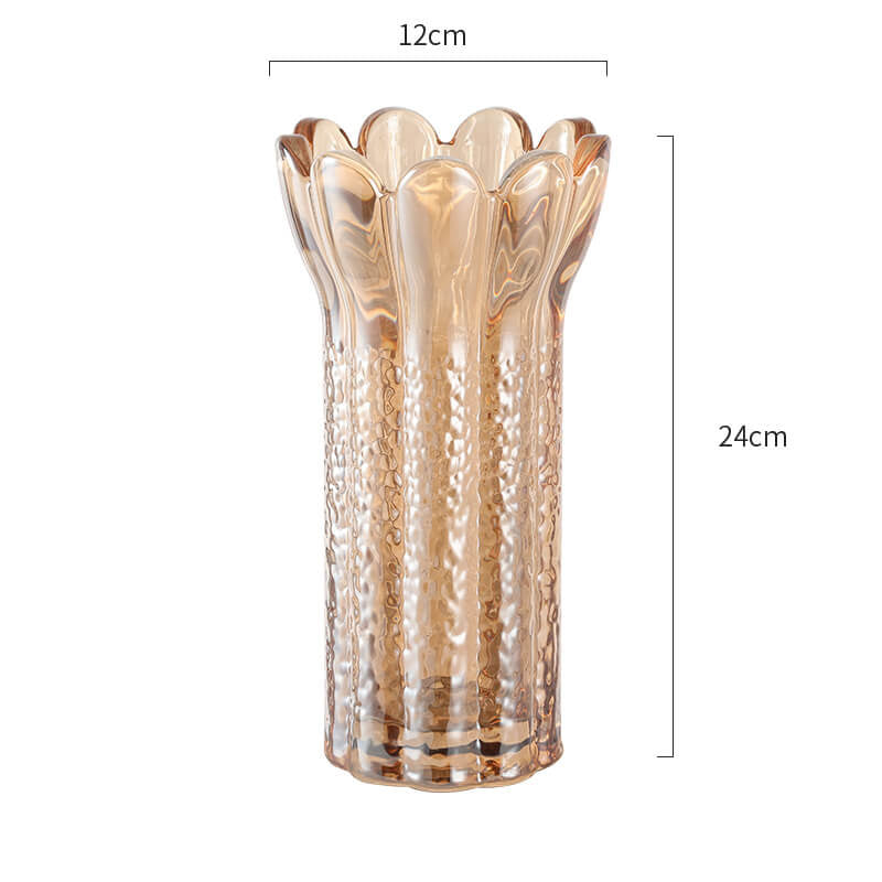 Lighteme Embossed Flower Shape Crystal Glass Vase