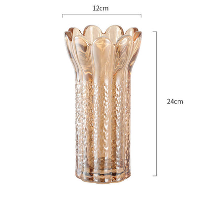Lighteme Embossed Flower Shape Crystal Glass Vase