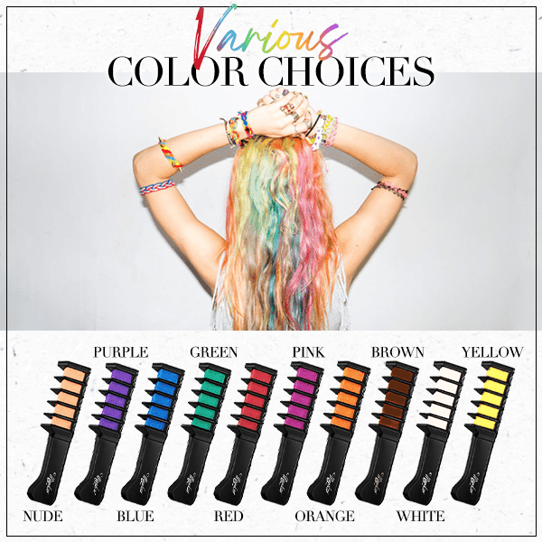 Lighteme Temporary Hair Coloring Chalk Comb | Set of 10 Colors