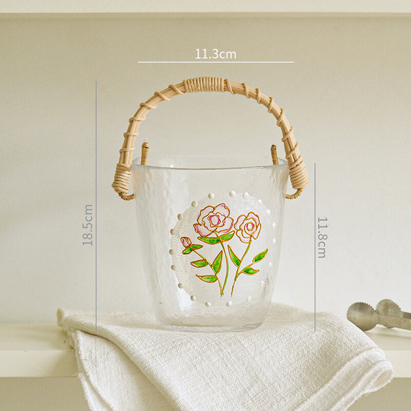 Lighteme Bamboo Wood Portable Glass Ice Bucket
