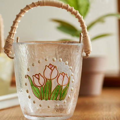 Lighteme Bamboo Wood Portable Glass Ice Bucket