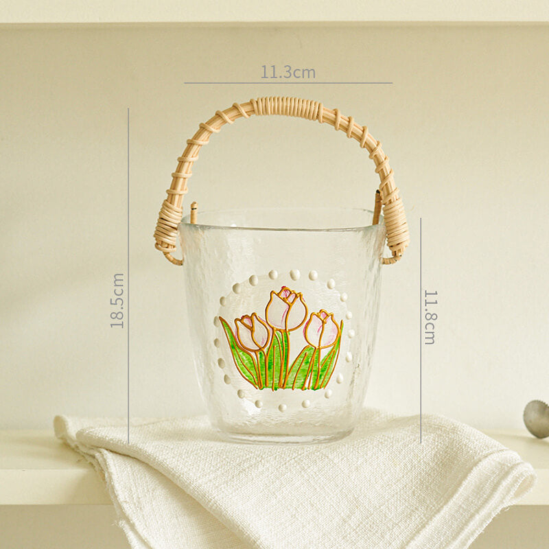 Lighteme Bamboo Wood Portable Glass Ice Bucket