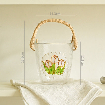 Lighteme Bamboo Wood Portable Glass Ice Bucket