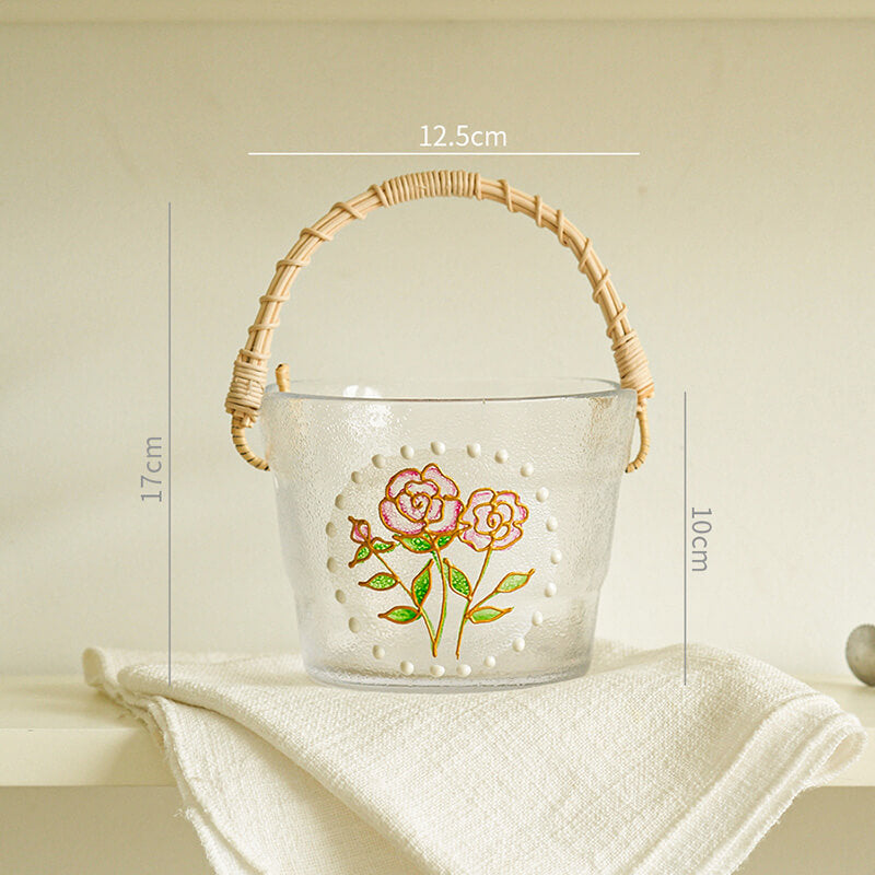 Lighteme Bamboo Wood Portable Glass Ice Bucket