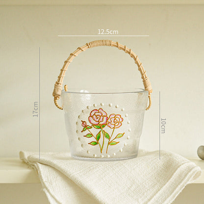 Lighteme Bamboo Wood Portable Glass Ice Bucket