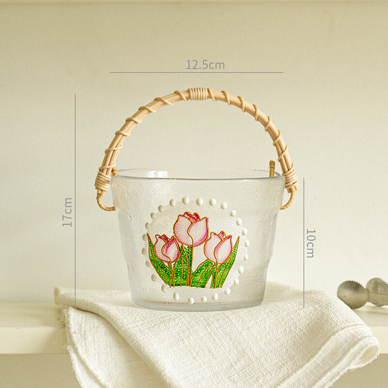 Lighteme Bamboo Wood Portable Glass Ice Bucket
