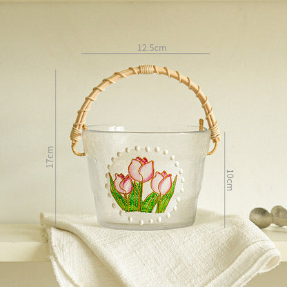 Lighteme Bamboo Wood Portable Glass Ice Bucket