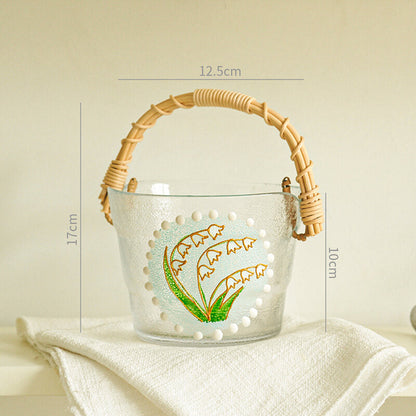 Lighteme Bamboo Wood Portable Glass Ice Bucket