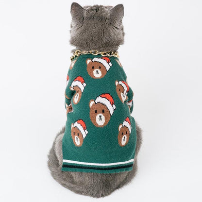 Lighteme Bear Print Christmas Cat/Dog Sweater (7 sizes)
