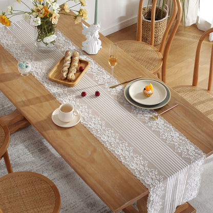 Chemin de table creux en macramé à fleurs Lighteme