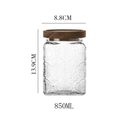 Lighteme Begonia Embossed Glass Storage Jar