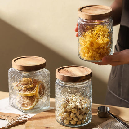 Lighteme Begonia Embossed Glass Storage Jar