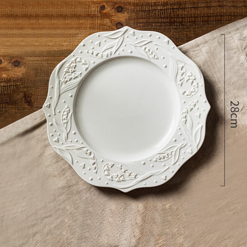 Lighteme Bell Orchid Embossed Ceramic Plate