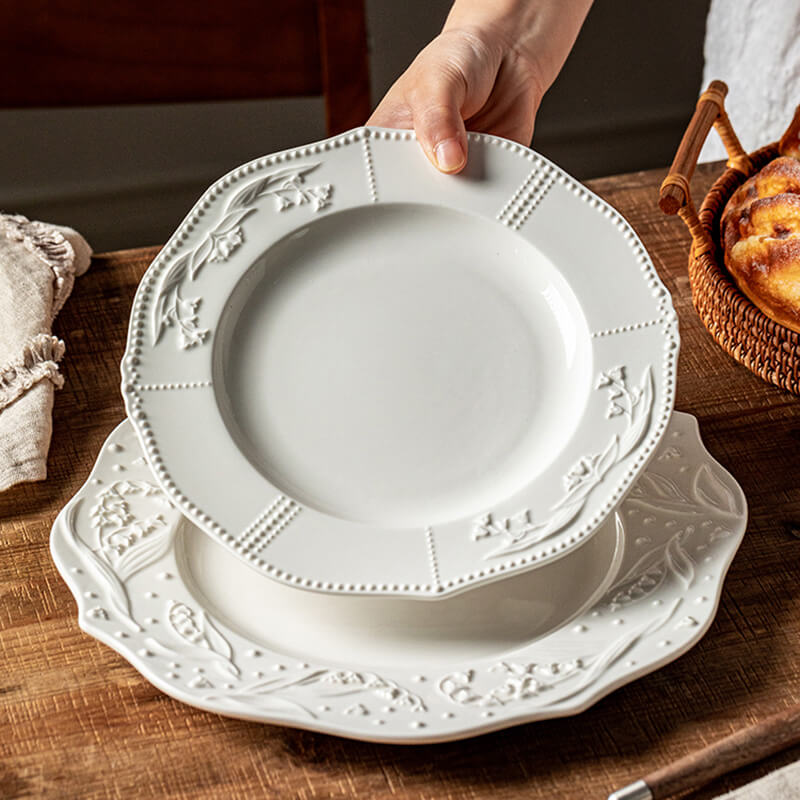 Lighteme Bell Orchid Embossed Ceramic Plate