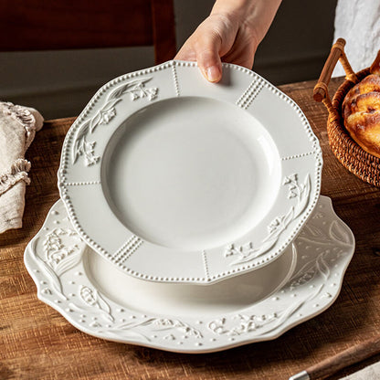 Lighteme Bell Orchid Embossed Ceramic Plate
