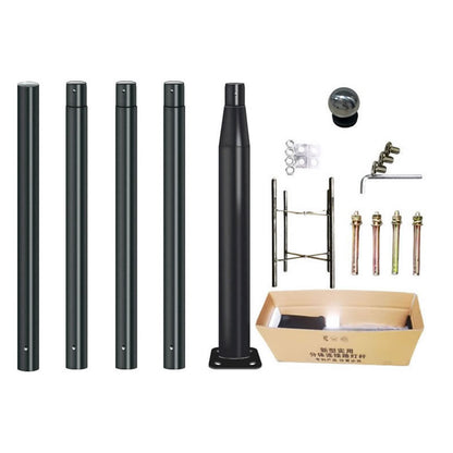 Lighteme 20Ft Commercial Grade Street/Parking/Flag Light Pole, Q235 Galvanized + Cage  1-Pack