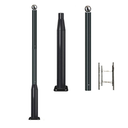 Lighteme 20Ft Commercial Grade Street/Parking/Flag Light Pole, Q235 Galvanized + Cage  1-Pack