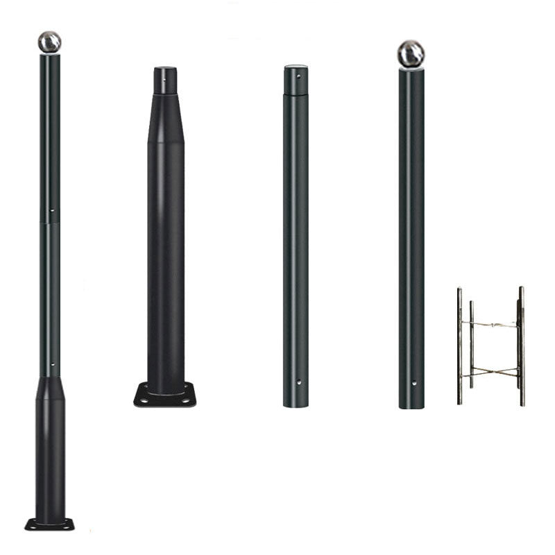 Lighteme 20Ft Commercial Grade Street/Parking/Flag Light Pole, Q235 Galvanized + Cage  1-Pack