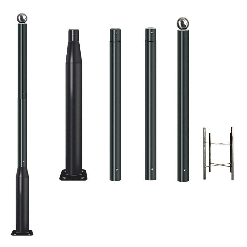 Lighteme 20Ft Commercial Grade Street/Parking/Flag Light Pole, Q235 Galvanized + Cage  1-Pack
