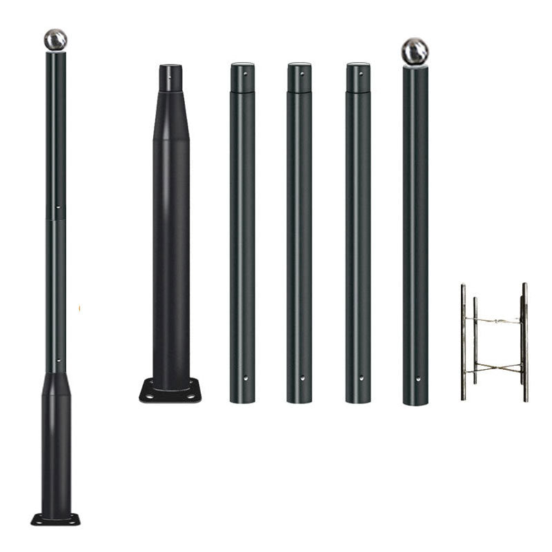 Lighteme 20Ft Commercial Grade Street/Parking/Flag Light Pole, Q235 Galvanized + Cage  1-Pack