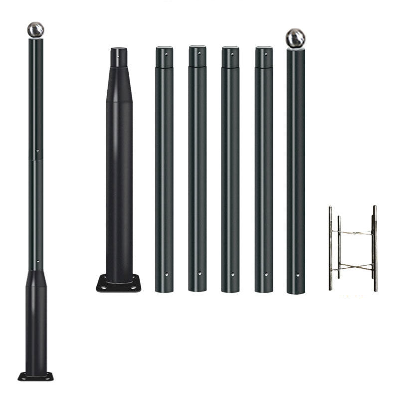 Lighteme 20Ft Commercial Grade Street/Parking/Flag Light Pole, Q235 Galvanized + Cage  1-Pack