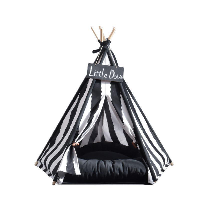 Lighteme Black And White Stripe Dog Tent Without Cushion