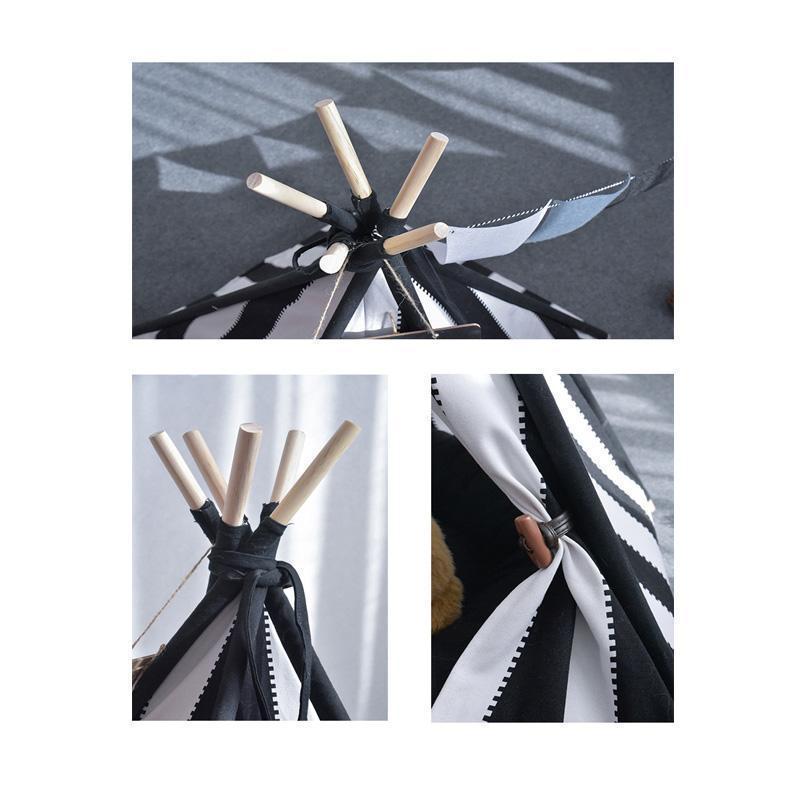 Lighteme Black And White Stripe Dog Tent Without Cushion