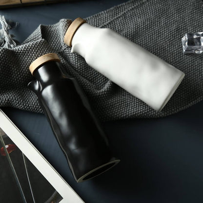 Ensemble de bouteilles d'huile en céramique noir et blanc Lighteme