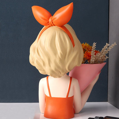 Lighteme Bow Girl Bouquet Resin Decoration