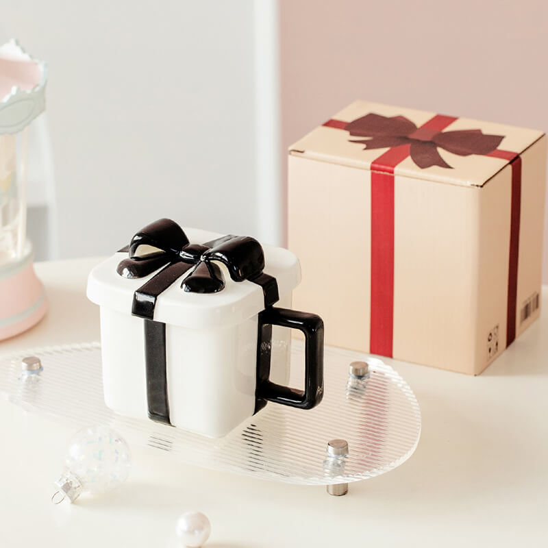 Lighteme Bow Knot Gift Box Ceramic Mug