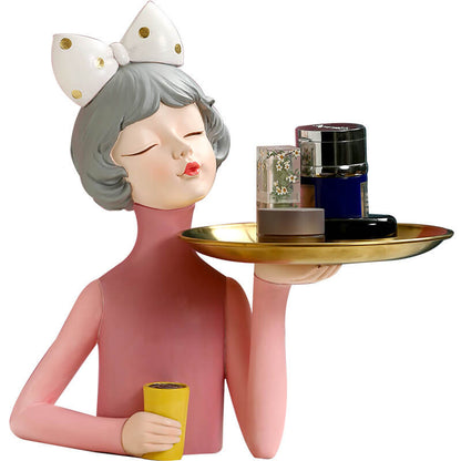 Décoration de rangement en résine Lighteme Bowknot Coffee Girl 