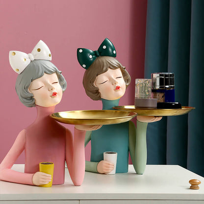 Décoration de rangement en résine Lighteme Bowknot Coffee Girl 