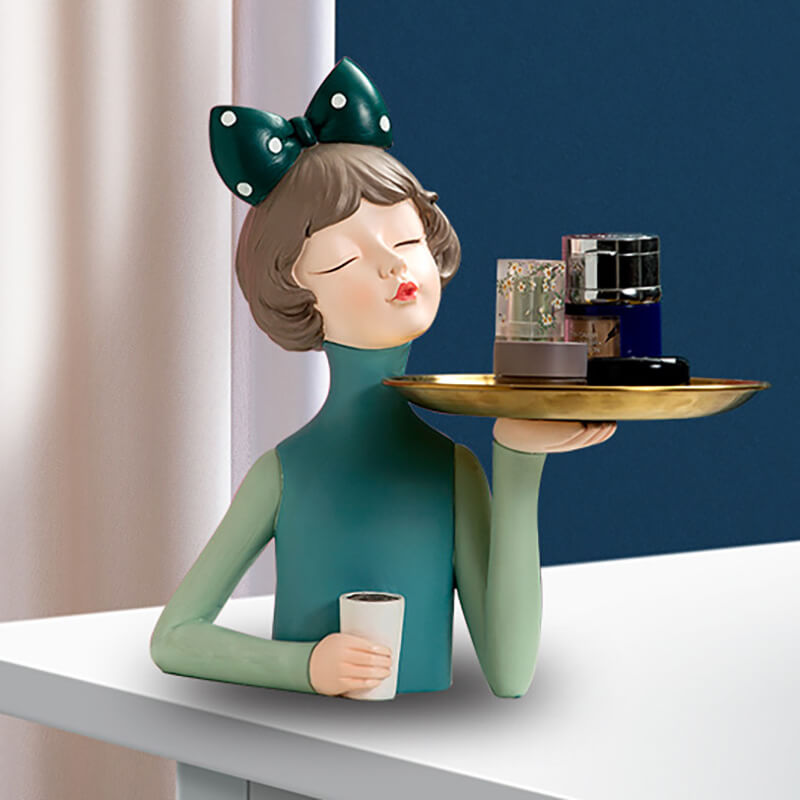 Décoration de rangement en résine Lighteme Bowknot Coffee Girl 