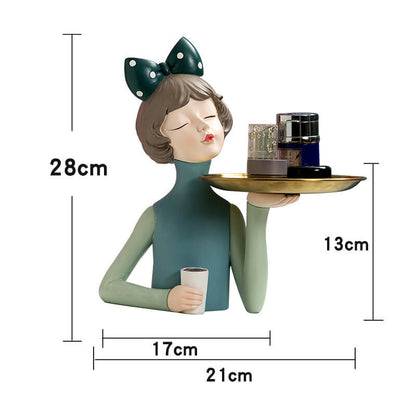 Décoration de rangement en résine Lighteme Bowknot Coffee Girl 