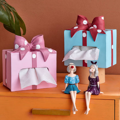 Lighteme Bowknot Polka Dot Tissue Storage Box