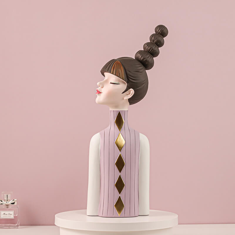 Lighteme Braid Girl Resin Decoration